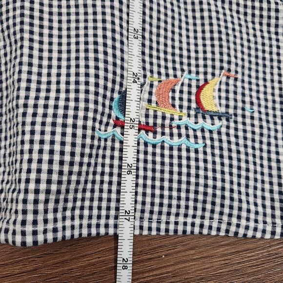 Quacker Factory Vintage Nautical Lighthouse Embroidered Gingham Shirt L Retro - Picture 7 of 7